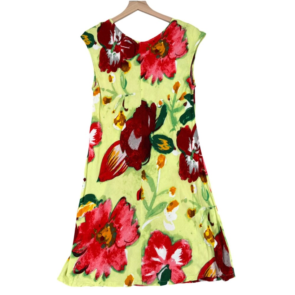 Jams World Green Floral Midi Dress with Red & Burgundy Blooms - Picture 7 of 9